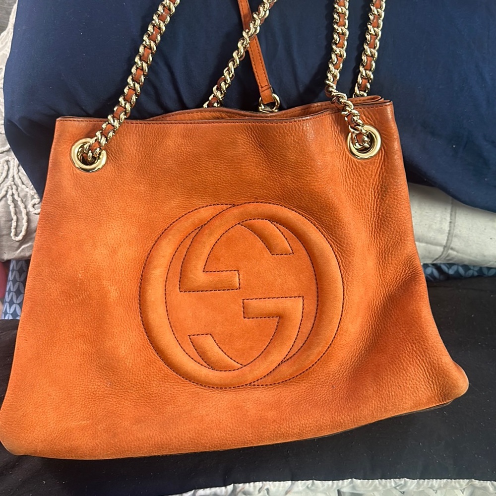 Orange suede authentic Gucci bag